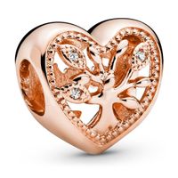 Pandora Rose 788826C01 Bedel zilver rosekleurig Openwork Family Tree Heart - thumbnail