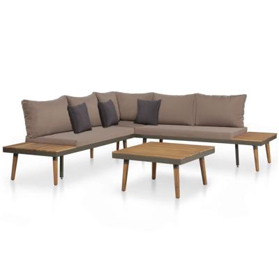 vidaXL 4-delige Loungeset met kussens massief acaciahout bruin vidaXL 4-delige Loungeset met kussens massief acaciahout bruin