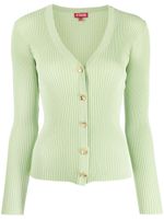 STAUD cardigan nervuré à col v - Vert