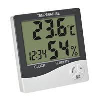 TFA Dostmann Digitale Mini Thermo-Hygrometer Binnen, 30.5058.02, kamerthermometer, vochtigheidsmeter, meet vochtigheid en temperatuur, voor binnenklimaatregeling, max.-min, incl. klok & datum, wit