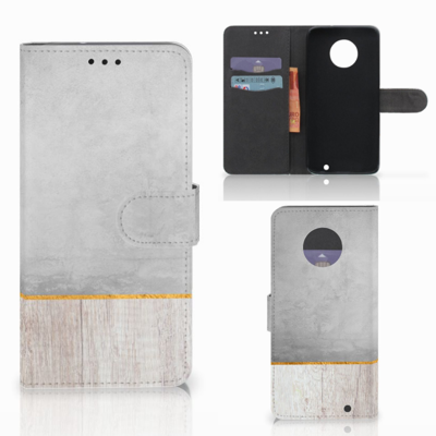 Motorola Moto G6 Plus Book Style Case Wood Concrete