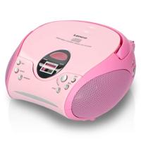 Lenco SCD-24 CD-speler voor kinderen, radio, stereo-installatie, Aux-in-hoofdtelefoonaansluiting, lcd-scherm, batterij en voeding - roze