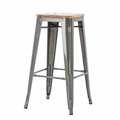 Legend Metalen barkruk industrieel metaal - met houten zitting - 77 cm Legend Metalen barkruk industrieel metaal - met houten zitting - 77 cm