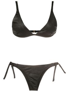 Brigitte bikini à effet peau de crocodile - Noir