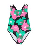 Stella McCartney Kids floral-pattern logo-print swimsuit - Vert - thumbnail