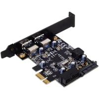 SilverStone SST-EC04-E - USB 3.0 PCI-E uitbreidingskaart, 15-pins SATA stroomaansluiting, 1x USB 3.0 20-pin intern + 2x USB 3.0 externe poorten (type A)