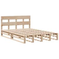 vidaXL Bedframe met hoofdbord massief grenenhout 135x190 cm, bed, slaapkamermeubel, houten bed, tweepersoonsbed, houten bedframe, bedbodem