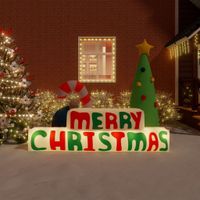 Decoratie "Merry Christmas" met LED's opblaasbaar 197 cm