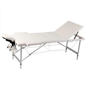 VidaXL Inklapbare massagetafel 3 zones met aluminium frame (creme)