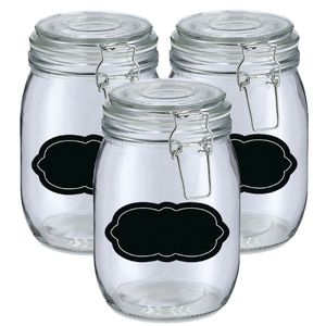 Weckpot/inmaakpot - 6x - 1L - glas - met beugelsluiting - incl. etiketten