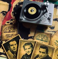 Sun Records Crosley Mini USB Draaitafel incl. 4 x Real Mini 3" Vinyl Johnny Cash, Roy Orbison, Carl Perkins en Jerry Lee Lewis - thumbnail