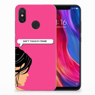 Xiaomi Mi 8 Silicone-hoesje Woman Don't Touch My Phone Xiaomi Mi 8 Silicone-hoesje Woman Don't Touch My Phone