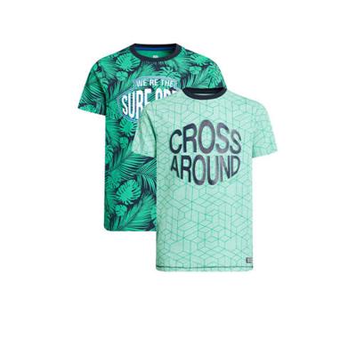 WE Fashion T-shirt - set van 2 groen