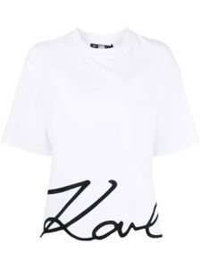 Karl Lagerfeld t-shirt Signature en coton biologique - Blanc