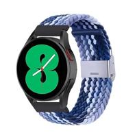 By Qubix - Compatible met Garmin Forerunner 255 - Braided nylon bandje - Blauw gemêleerd - Compatible Garmin bandje - Bandbreedte: 22mm