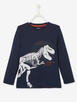 Jongens t-shirt met dino T-rex skelet marineblauw