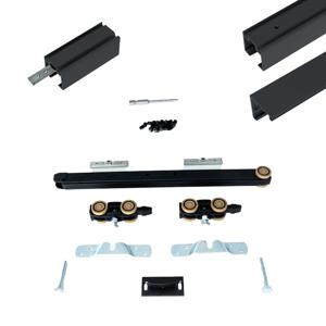 Xperta set 4m rail - Zwart - wand z. vloerpl. - Enkele deur - Deurdikte 50-55mm - Dubbele softclose - opbouw