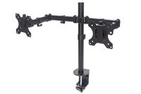 Manhattan 461528 tafelhouder met monitorarm voor twee displays van 13 inch tot 32 inch tot 8 kg tweevoudig zwenkbaar zwart