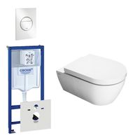 QeramiQ Salina toiletset bestaande uit inbouwreservoir, toiletpot, toiletzitting en bedieningsplaat wit 0434353/0729205/sw1271/ - thumbnail