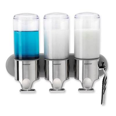 Simplehuman zeepdispenser hangend Triple - 3 x 444 ml - zilverkleurig Simplehuman zeepdispenser hangend Triple - 3 x 444 ml - zilverkleurig