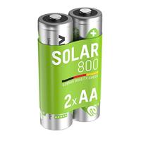 ANSMANN Batterij AA Mignon 800 mAh 1,2 V NiMH voor zonnelampen, HR6, 2 stuks, oplaadbare batterijen met lage zelfontlading MaxE, zonne-batterijen, ideaal voor zonnelamp in de tuin