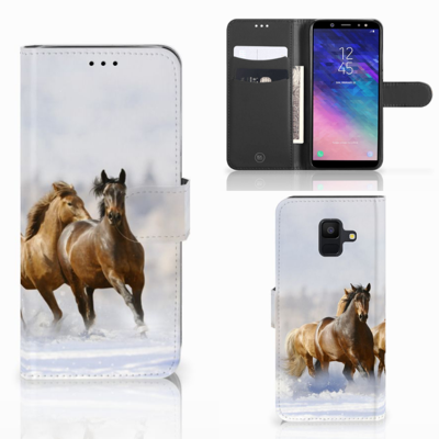 Samsung Galaxy A6 2018 Telefoonhoesje met Pasjes Paarden Samsung Galaxy A6 2018 Telefoonhoesje met Pasjes Paarden