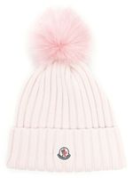 Moncler bonnet nervuré à détail de pompon - Rose - thumbnail