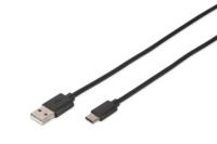 DIGITUS - USB-kabel - USB type A (M) naar USB-C (M) - USB 3.1 - 1 m - gevormd - zwart
