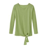 Luchtige linnen pullover met bindsluiting, avocado 44/46