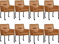 Set van 8 Cognac leren moderne eetkamerstoelen Lucky - Vintage Leer Cognac (cognac leer) - thumbnail