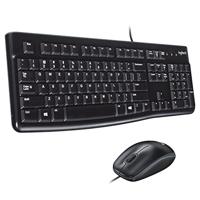 Logitech MK120 Bedraad Toetsenbord- en Muiscombinatie voor Windows, Optische Muis met Snoer, Toetsenbord van Volledig Formaat, USB Plug-and-Play, PC, Laptop, US International QWERTY indeling - Zwart