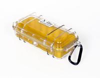 PELI 1030-027-100E Stootbestendige Kleine Koffer Voor Het Beschermen Van Gps, Pda, Ipod, E.D. In Outdoor En Sport, Ip67 Water- En Stofdicht, Gemaakt In De Vs, Capaciteit: 0,6L, Kleur: Transparent/Geel