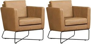 Set van 2 Bruine leren moderne design fauteuils Crossover - Rancho Leer Clay (bruin leer)