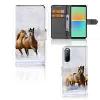 Sony Xperia 10 IV Telefoonhoesje met Pasjes Paarden - thumbnail