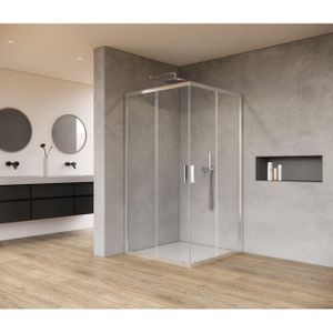 Saniclass Casus Douchecabine - 90x90x200cm - hoekinstap - helder glas - profiel - chroom SAO1142