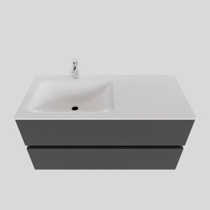 Badkamermeubel Solid Surface BWS Oslo 100x46 cm Links Mat Antraciet (met 1 kraangat)