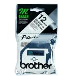 Brother Labelling Tape - 12mm, Black/White, Blister labelprinter-tape M