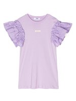 MSGM Kids robe volantée à logo imprimé - Violet