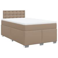 vidaXL Boxspring met matras kunstleer cappuccinokleurig 120x190 cm, boxspring, ledikant, bedframe, bed, boxspring bed, bedbodem, seniorenbed