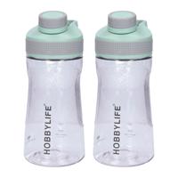 Waterfles / drinkfles / sportfles Aquamania - 2x - mintgroen - 530 ml - kunststof - bpa vrij - thumbnail