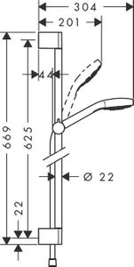 Hansgrohe Croma Select S doucheset waterbesparend met glijstang 65cm chroom