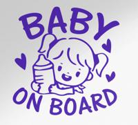 Baby aan boord sticker Klein meisje met fles - thumbnail