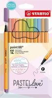 STABILO point 88 fineliner, pastel, etui van 12 stuks, assorti - thumbnail