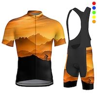 Voor heren Wielrenshirt met strakke shorts Korte mouw Bergracen Wegwielrennen Geel blauw Oranje Fietsen Sportoutfits 3D-pad Ademend Sneldrogend Achterzak Polyester Spandex Sport Natuur Landschappen Lightinthebox