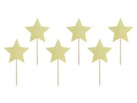 Cupcake toppers Gouden Sterren Glitter (6st)