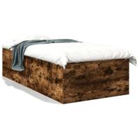 vidaXL Bedframe bewerkt hout gerookt eikenkleurig 75x190 cm, bed, bed ombouw, eenpersoonsbed, bedbodem, slaapkamermeubel, 1 persoonsbed, logeerbed