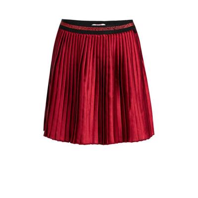 WE Fashion plissé rok met glitters donkerrood/zwart