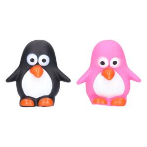 Pinguin/badeendjes - rubber - 2 stuks - roze en zwart - 6 cm - bad speelgoed