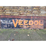 Veedol Motor Oil & Greases Metalen Straatbord - Origineel - Met Houten Frame - 183 x 46 cm - thumbnail