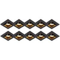 QAZQA - Modern Set van 10 inbouwspots zwart verstelbaar - Qure | Woonkamer | Slaapkamer | Keuken - Aluminium Vierkant - GU10 Geschikt voor LED - Max. 1 x 50 Watt
